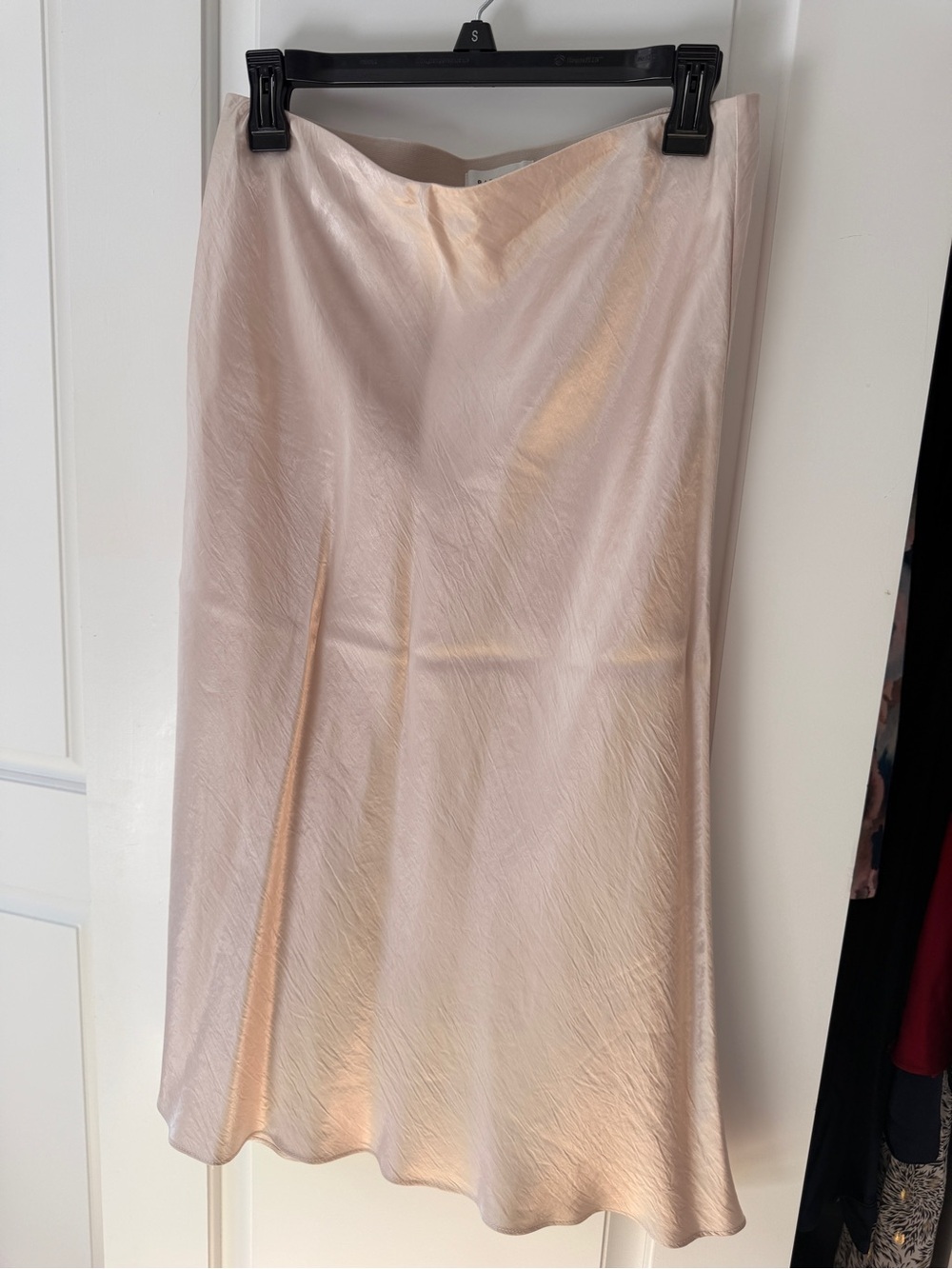 Babaton Satin Champagne Midi Skirt